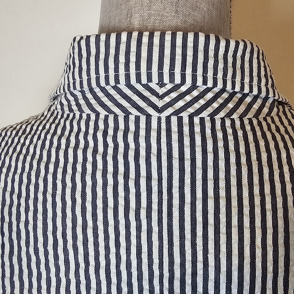 Sandro Seersucker Stripe Summer Blazer Womens Size S 100% Cotton Preppy Academia - Picture 13 of 15
